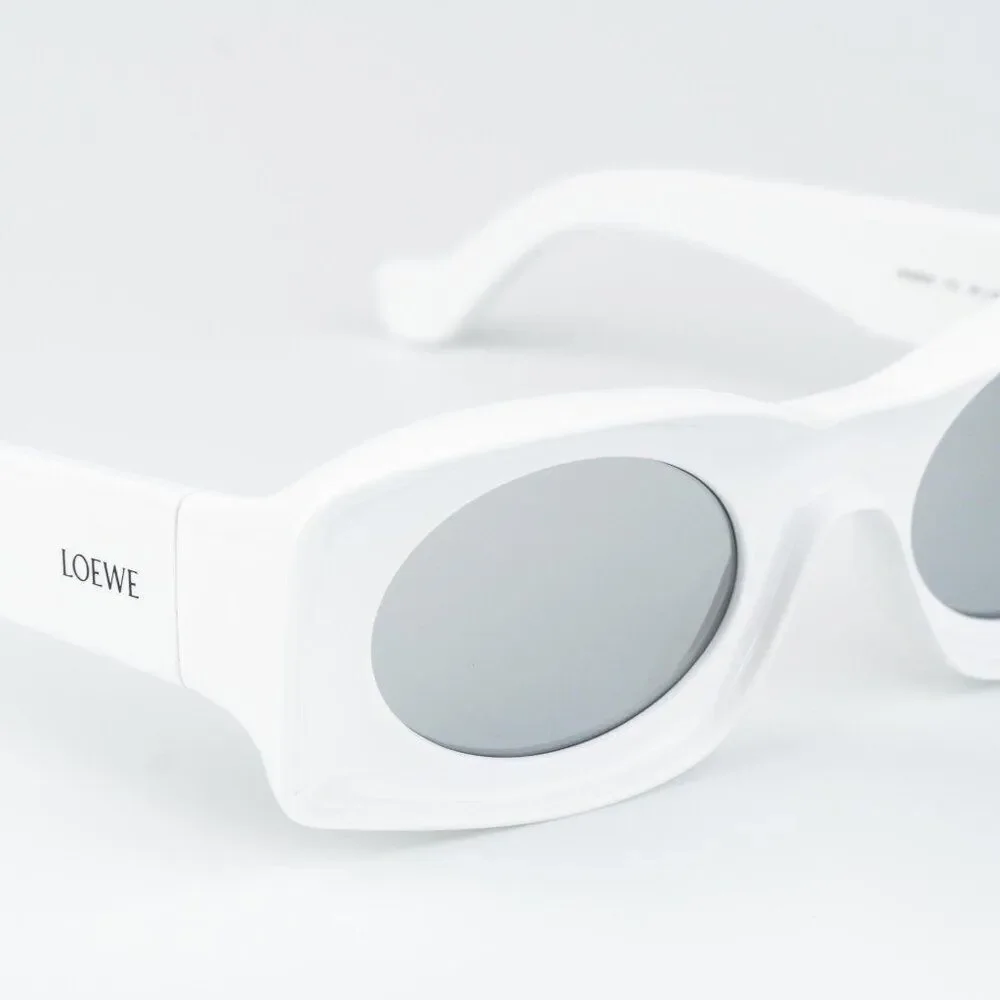 Loewe Paula's Ibiza Men Sunglasses White Silver Mirror Rectangle LW40033I 21C
